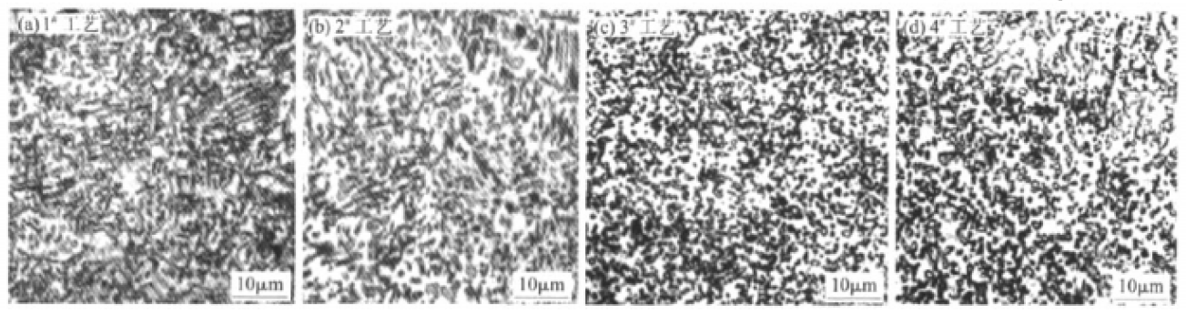 图1 不同工艺冷却后球化退火组织 Fig.1 Spheroidal annealing structure after different cooling processes